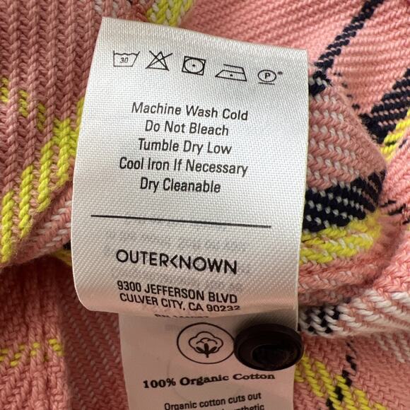 NWT Outerknown Blanket Shirt XS/S Button Up Shacket Pink Plaid Organic Cotton - Picture 8 of 12